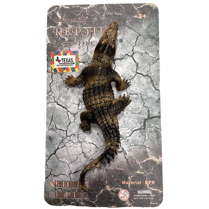 Crocodile 9" Soft Rubber Reptile Figurine on Peggable Board for wholesale by Texas Toy Distribution