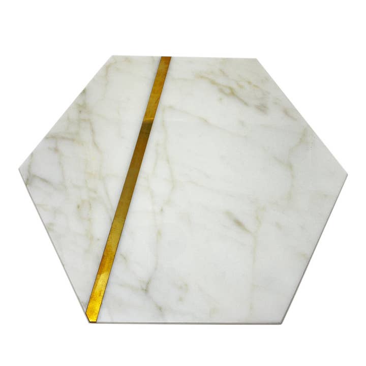 Brass - Sottopiatto Esagonale In Marmo Con Ottone per la vendita all'ingrosso da parte di Pistore Marmi SRL