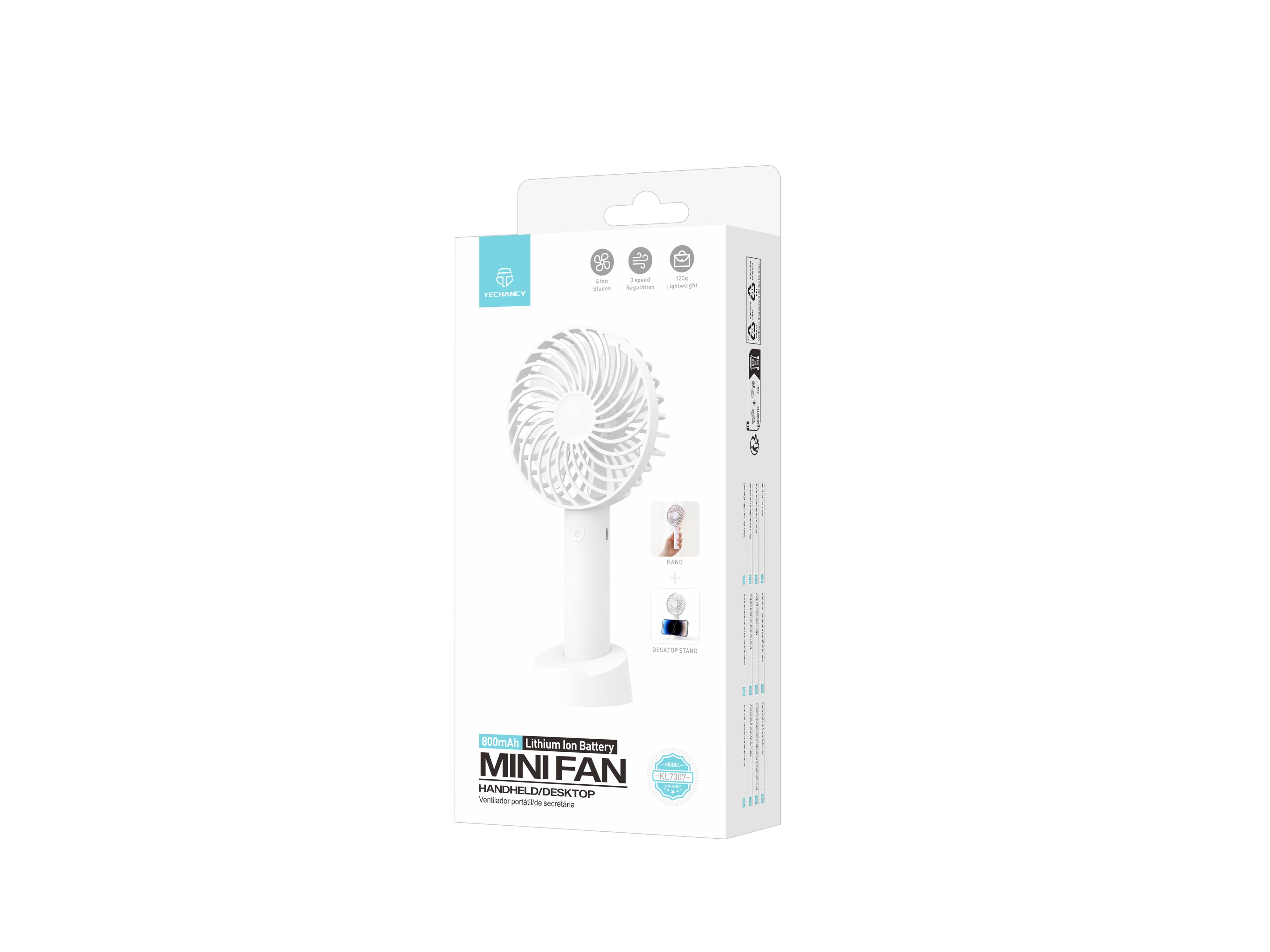 TECHANCY - Wholesale Handheld Electric Fan - KL7307 Mini Handheld Fan Portable, Rechargeable Battery Oper4
