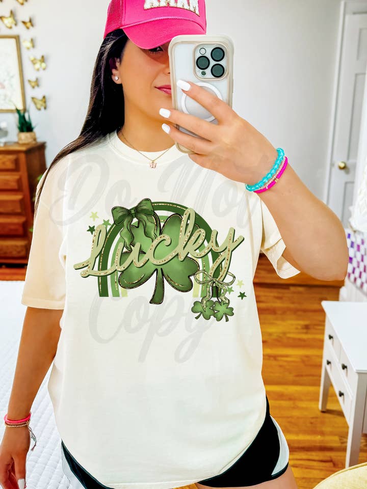 Lucky Clover Bow Tee or Sweatshirt for wholesale by Gambi's Tees