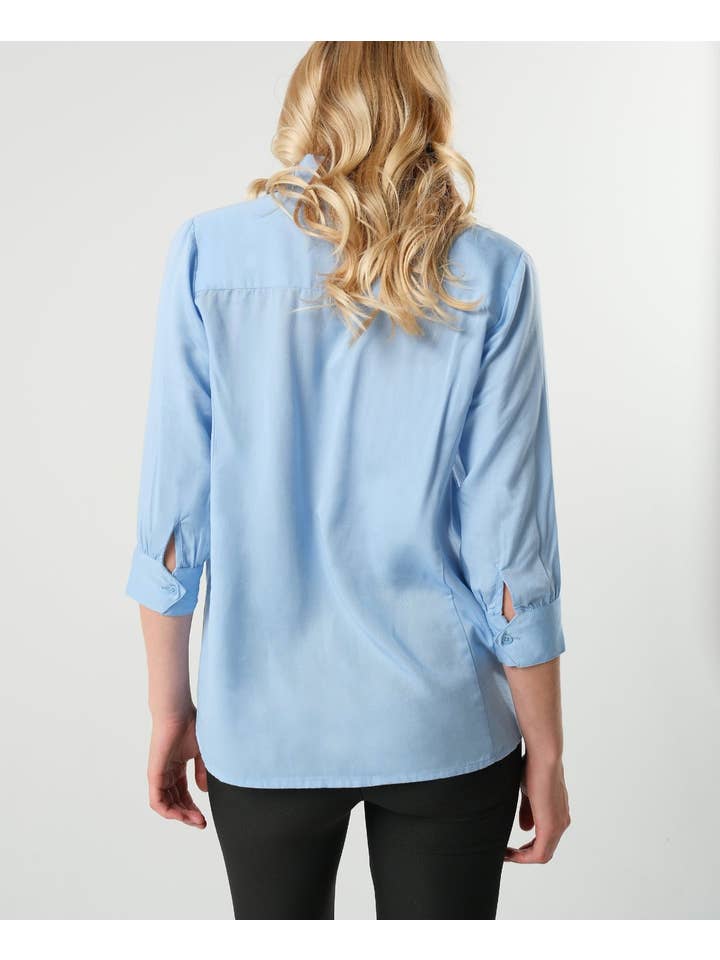 No-Gap Maternity Nursing Button Down Shirt - Pale Blue for wholesale on Faire