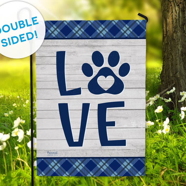 Garden Flag - Love Paw Print for wholesale by Hennel Paper Co.