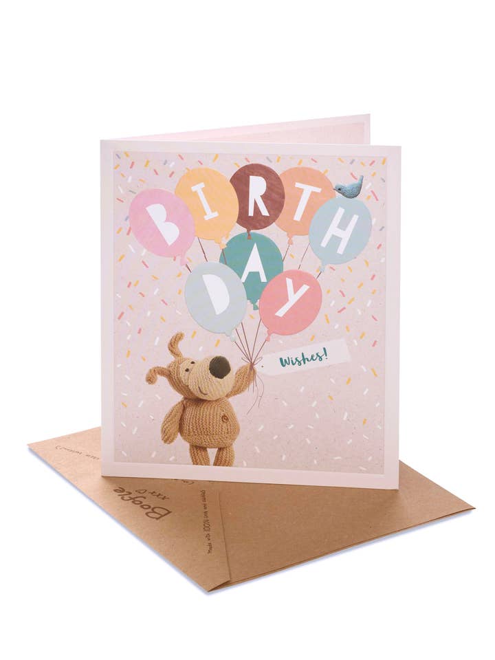 Birthday Card - Boofle Holding Up Lots Of Balloons Design for wholesale by UK Greetings