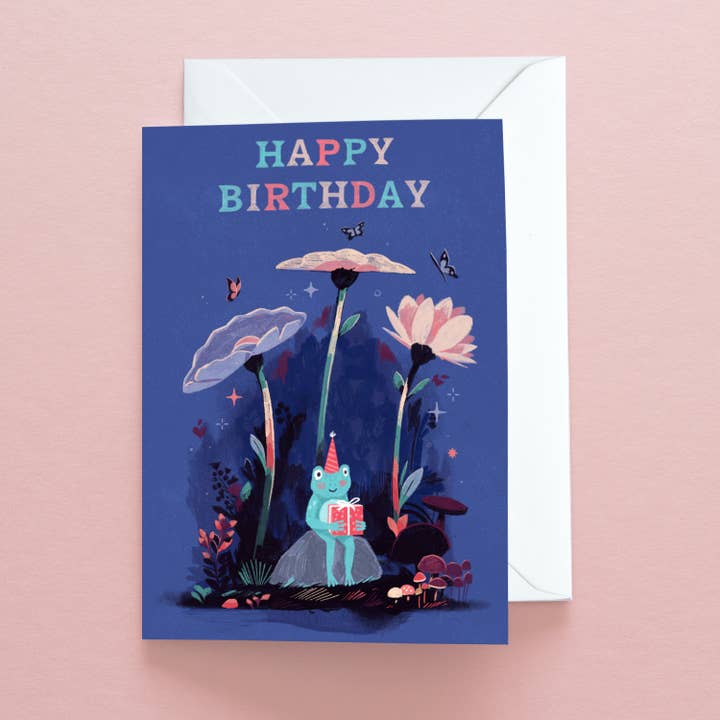 Happy Birthday Frog Greetings Card for wholesale by Papio Press