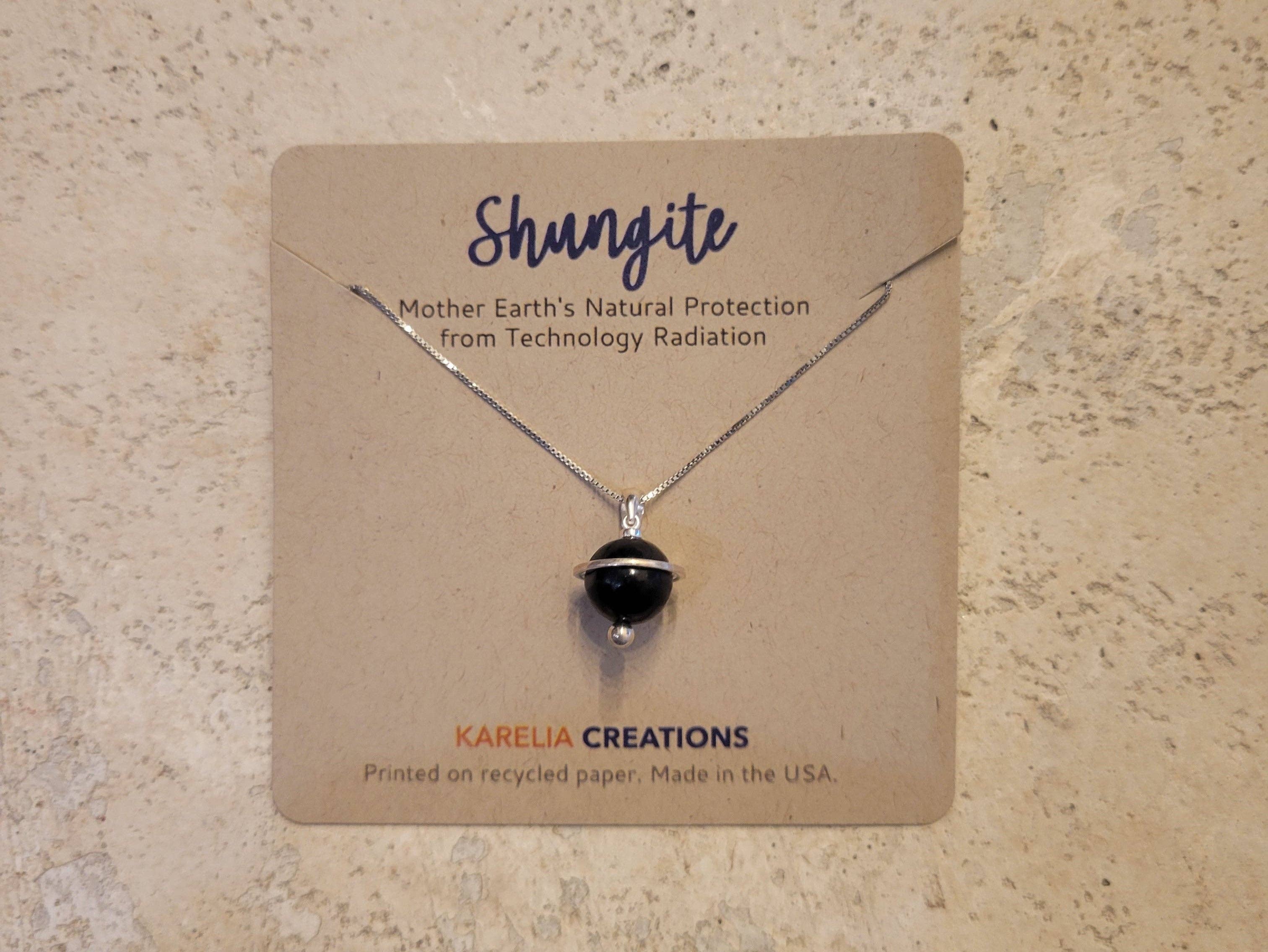 Karelia Creations - Wholesale Pendant/Charm Necklace - Shungite Sterling Silver Orbit Pendant and 18-Inch Necklace2