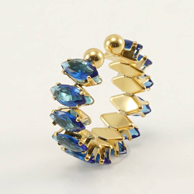 Mio Queena - Wholesale Multi-Stone Ring - Stainless Steel Cubic Zirconia Adjustable Ring4