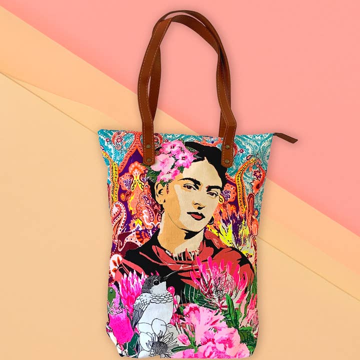 Frida Kahlo Printed Tote Bag with Zipper - Thailand for wholesale by Lumily