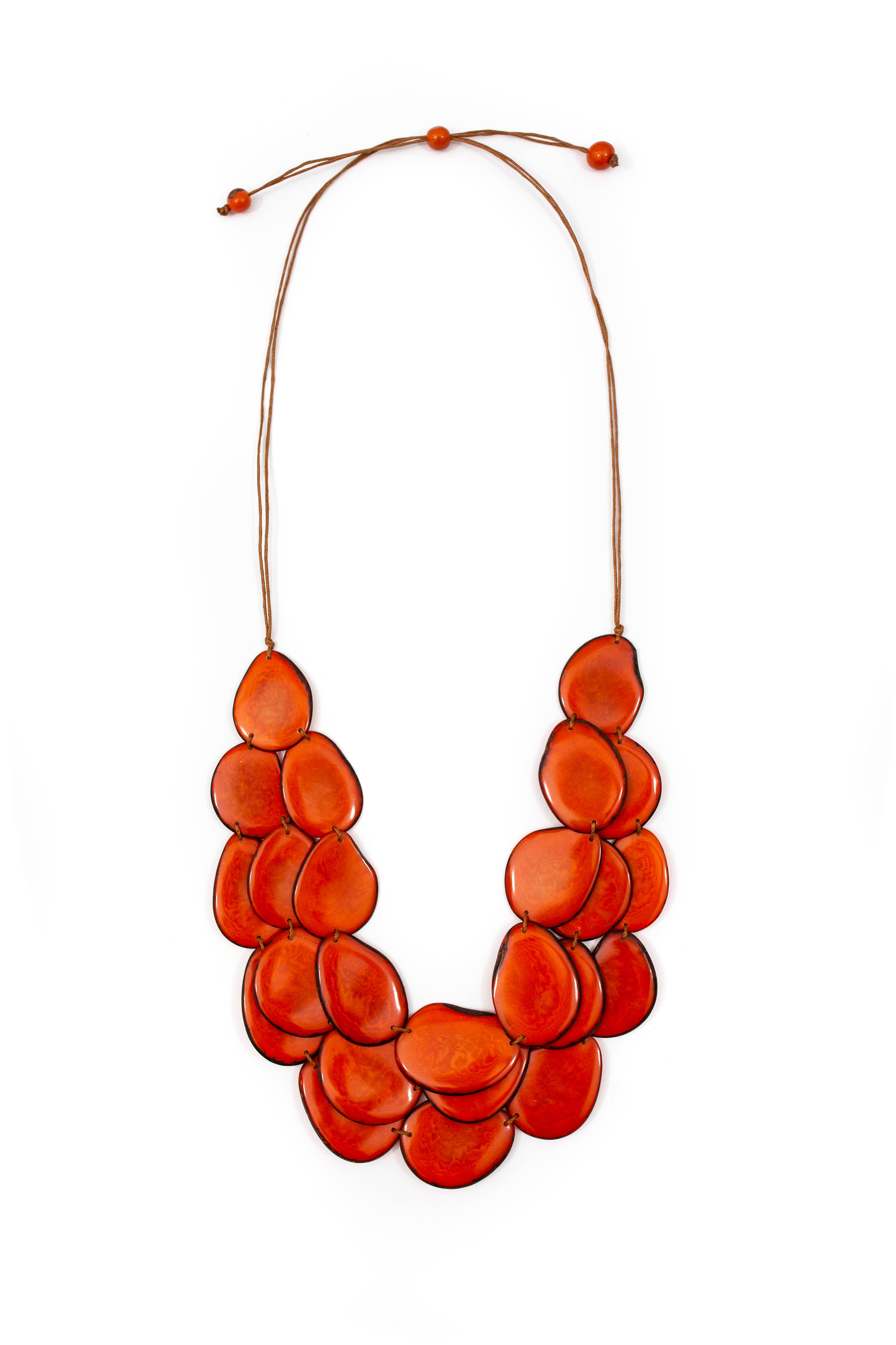 Organic Tagua Jewelry - Vente Collier de perles - Collier Amigas avec tranches plates de tagua superposées8