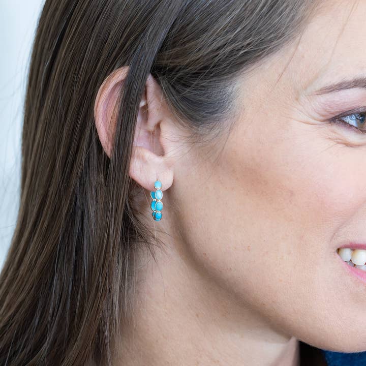 Rancho Azul Turquoise Hoops for wholesale by Alexandra Harbushka Co.