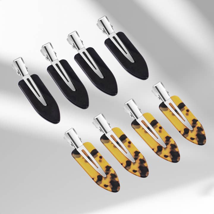 Market Fresh Beauty - Wholesale Hair Clip - Women's - Market Fresh Beauty Creaseless Hair Clips, 8 Pack - No-Crease Hair Styling Clips for Sectioning, All Hair Types, Heat Styling & Makeup Application - Tortoise & Black Clips, Non-Slip & Durable Design5