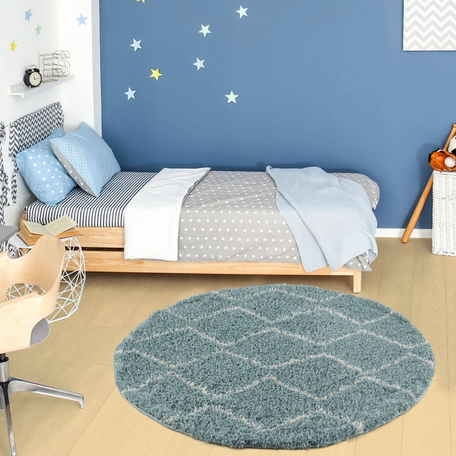 THE RUGS - Vendita all'ingrosso Tappeto - Tappeto Shaggy Blu Uovo d'Anatra Marocchino | 85019