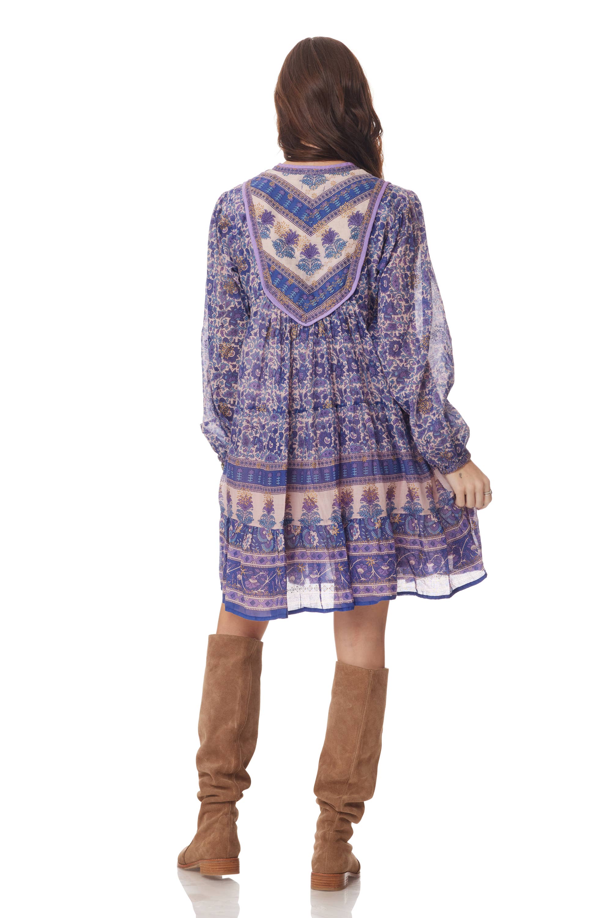 Blue Boheme – wholesale Klänning - Dam – Sienna tryckt kort klänning Liberty blå1