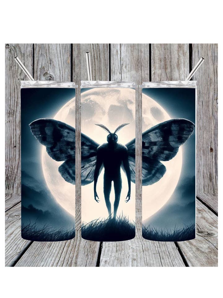Mothman tumbler for wholesale by Eclectic Wallflower Boutique