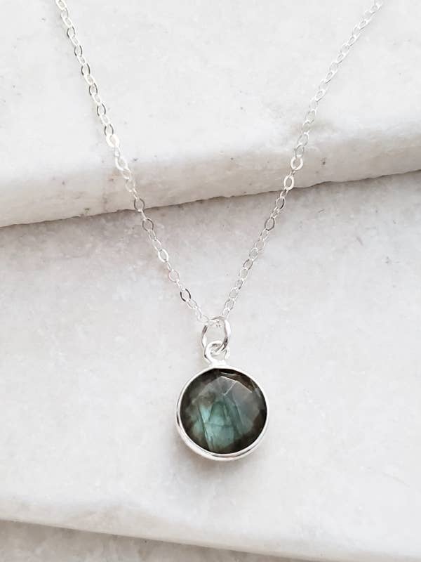 Sosie Designs - Wholesale Pendant/Charm Necklace - Silver Round Labradorite Necklace1