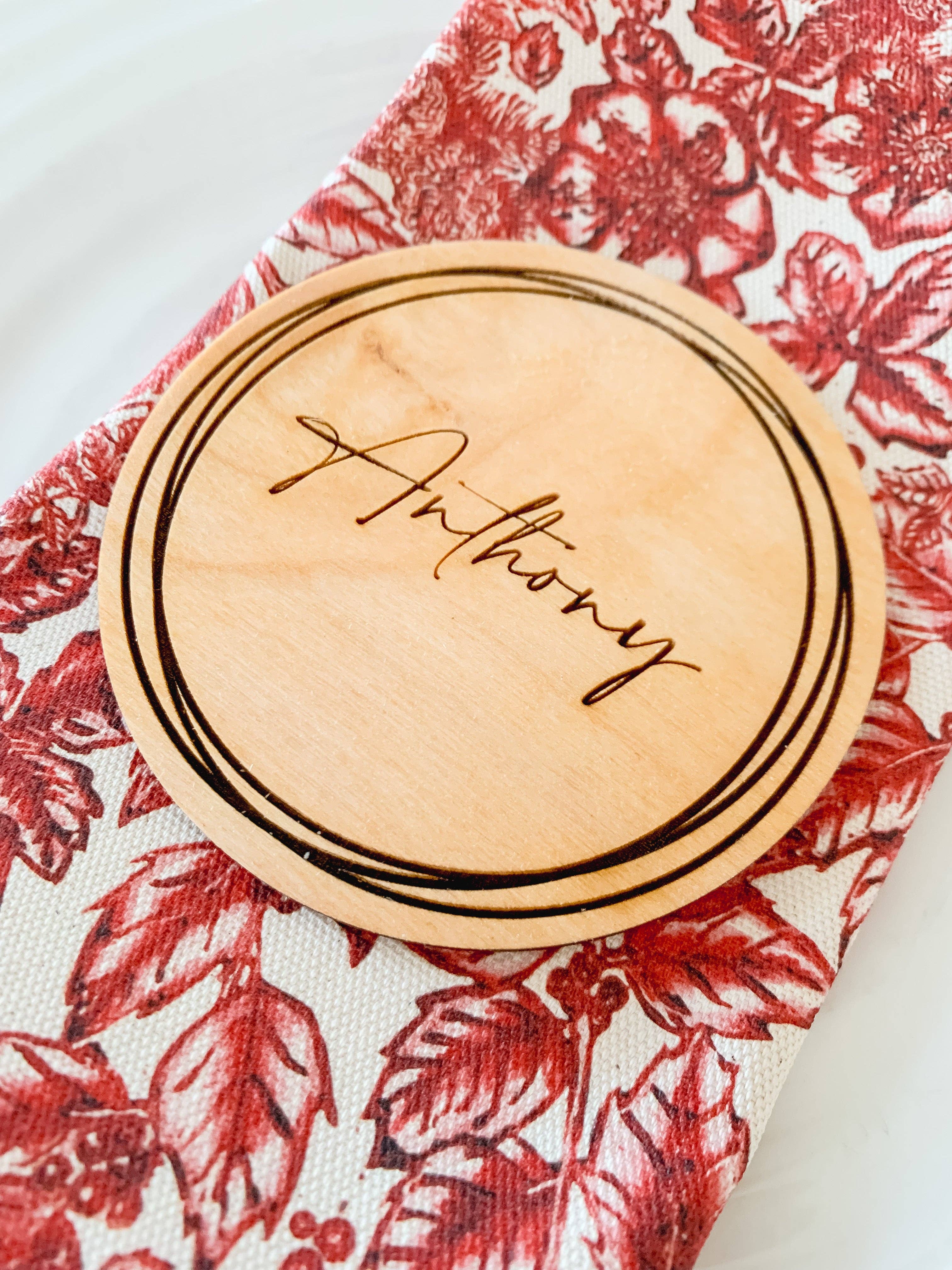 Parkin & Lewis - Wholesale Coasters - Cherry Wooden Personalised Coaster Place Setting1