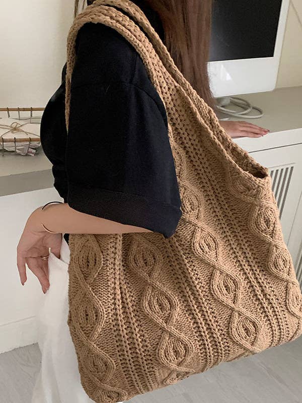 Grande Saco de Ombro Estético Hippie de Malha por atacado de Suhkasana