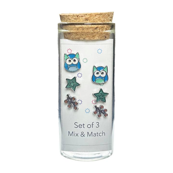 Stratus - Wholesale Earrings - Kids - Three Pairs of Stud Earrings in a Glass Jar6
