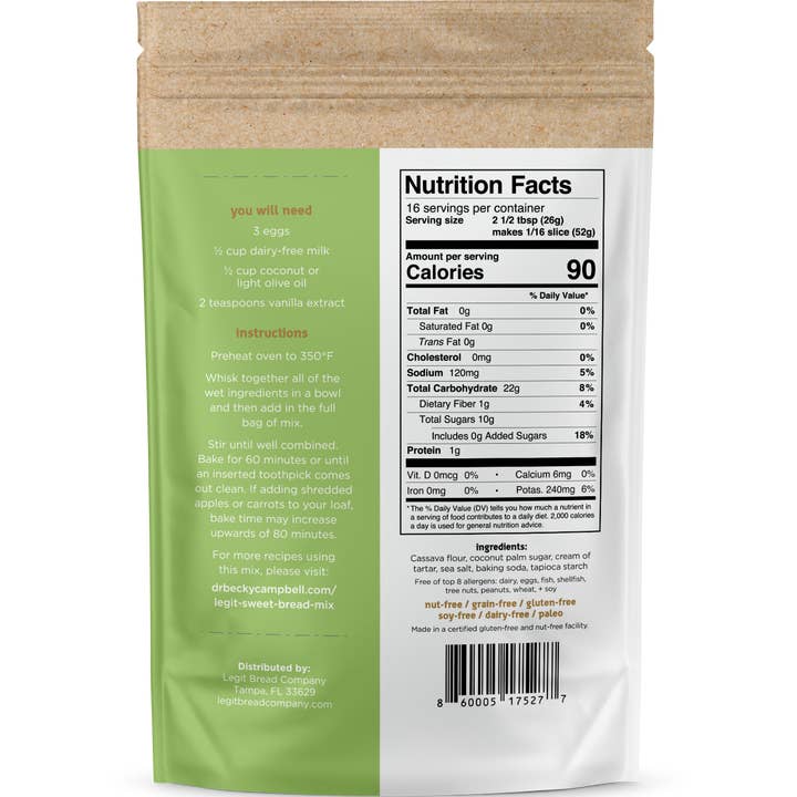 Legit Bread Company – Großhandel Brotbackmischungen – Histamin-freundliche süße Brotmischung von Dr. Becky Campbell1