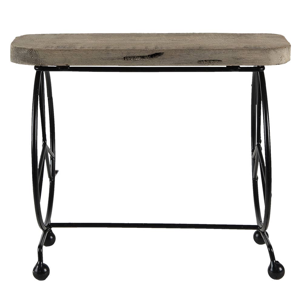 Clayre & Eef - Wholesale Plant Pot - 64945 Plant Table 26x16x22 cm Brown Wood Iron Plant Stand0