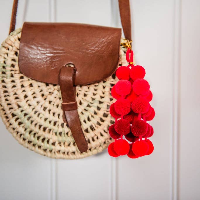 PomPom Galore - Wholesale Purse/bag accessory – Women’s - Raspberry Pom Pom Mini Clip Ombre Bag Charm1