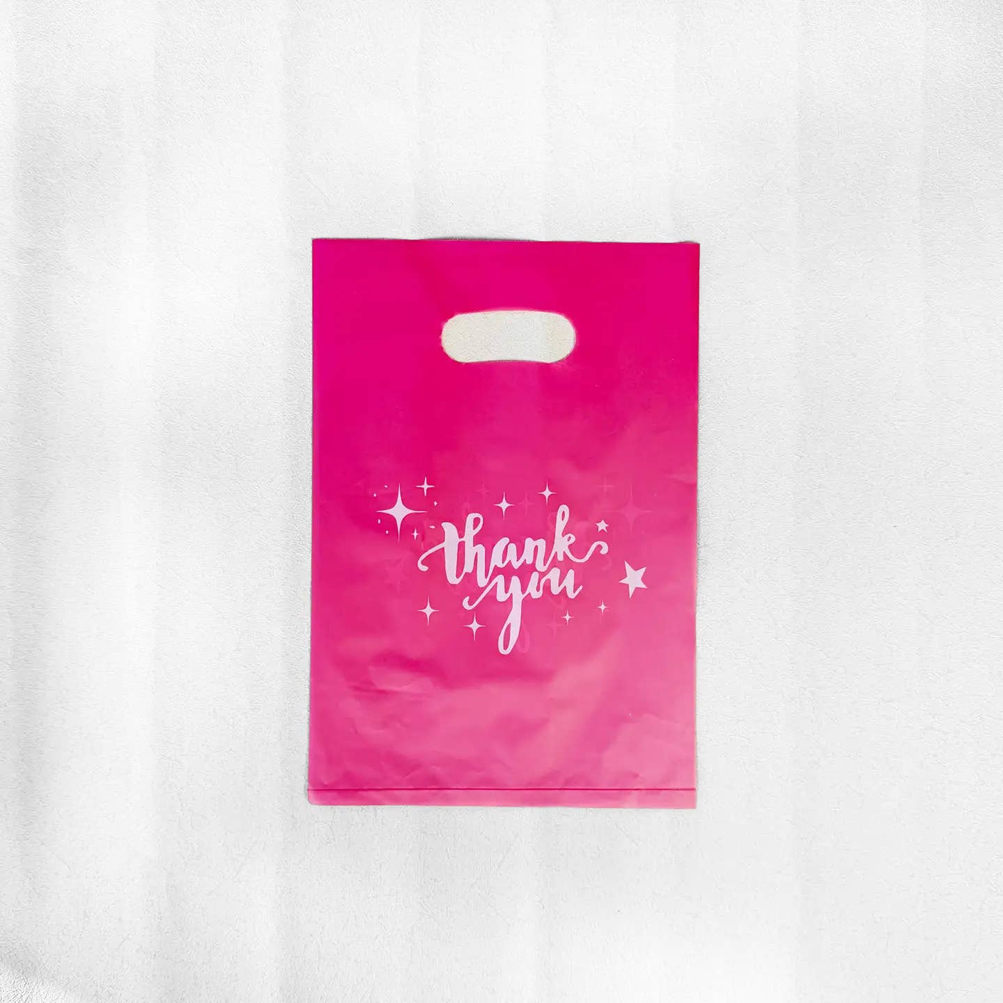 ByHome - Wholesale Gift Bag - 100pcs, Hot Pink Thank You Stars Cut-out handle PVC gift bag1