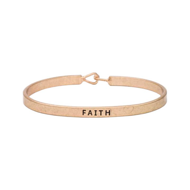 FAITH Engraved Hook Bangle for wholesale by LA Jewelry Plaza