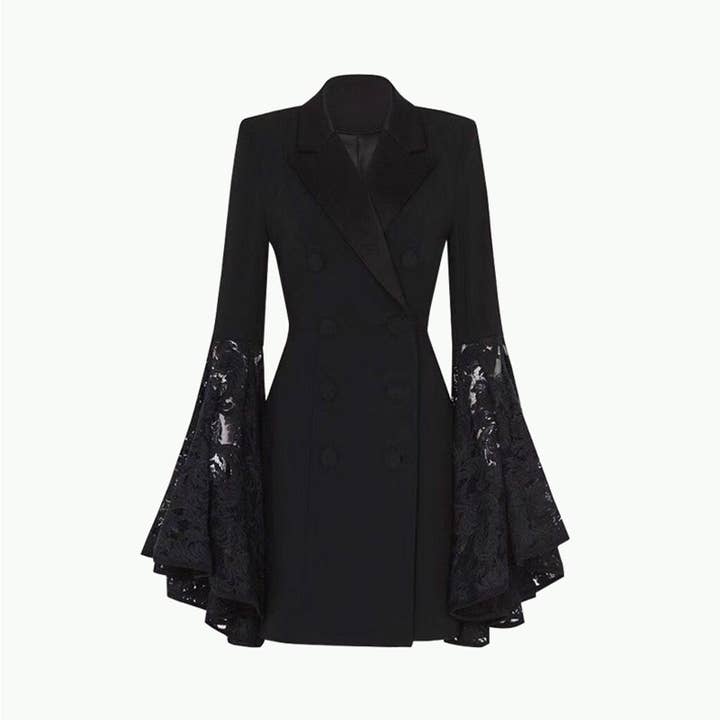 Black BL062 Suit Evening Dress Lace Sleeve Blazer for wholesale on Faire