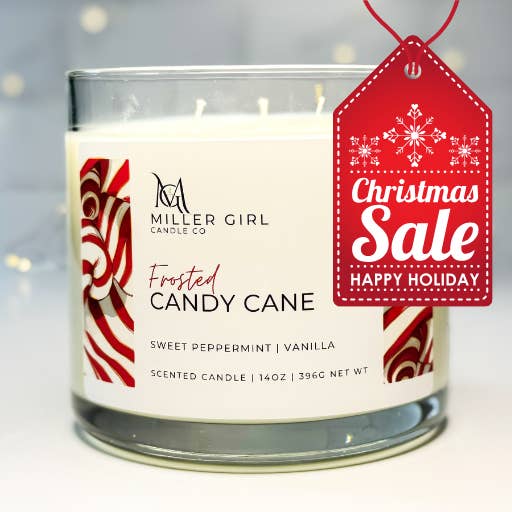 Frosted Candy Cane | Candles for wholesale by Miller Girl Candle Co