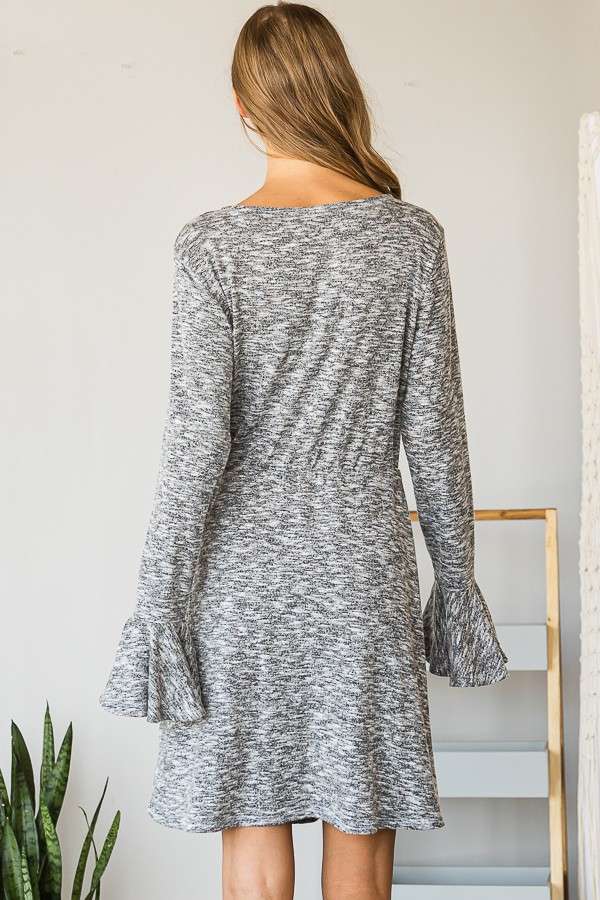 Culture Code – Engroshandel Kjole - Dame – CHD1390L - KJOLE MED FLÆSEDE LANGE ÆRMER OG SLÅ-OM BÆLTE13