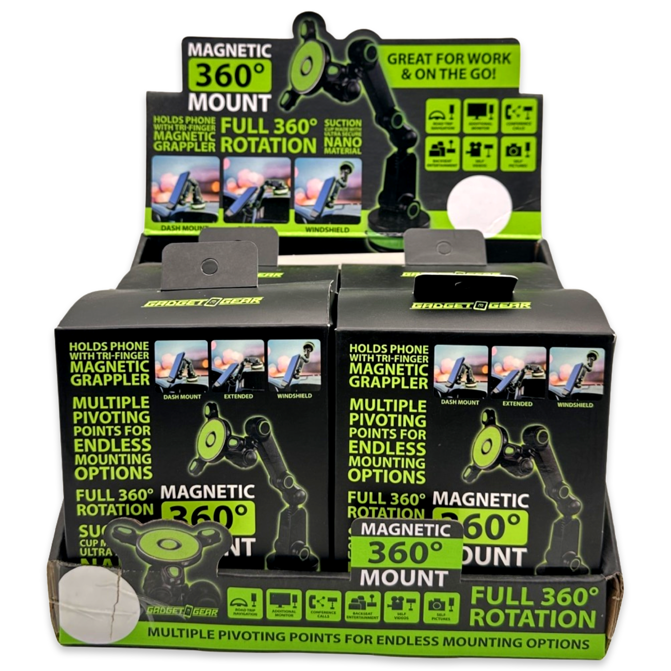 Novelty Brands - Wholesale Phone/Tablet Stand - Phone Mount Magnetic Mount and Suction Cup Base- 4/Display1