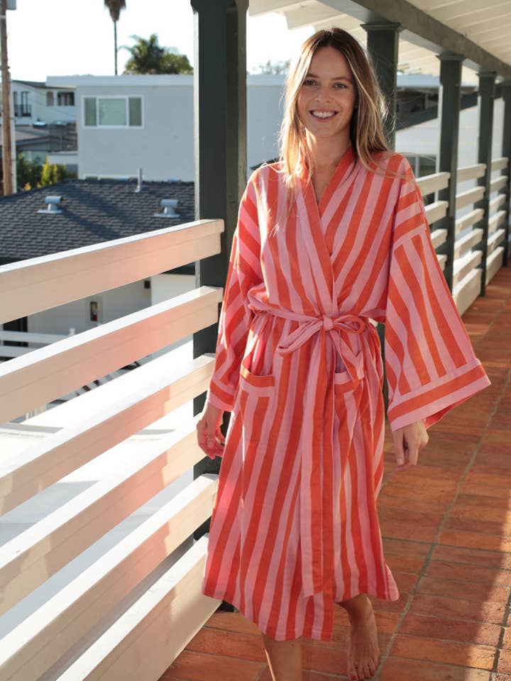 Bathen - Wholesale Robe - Women's - Cabana Stripe Robe In Burst