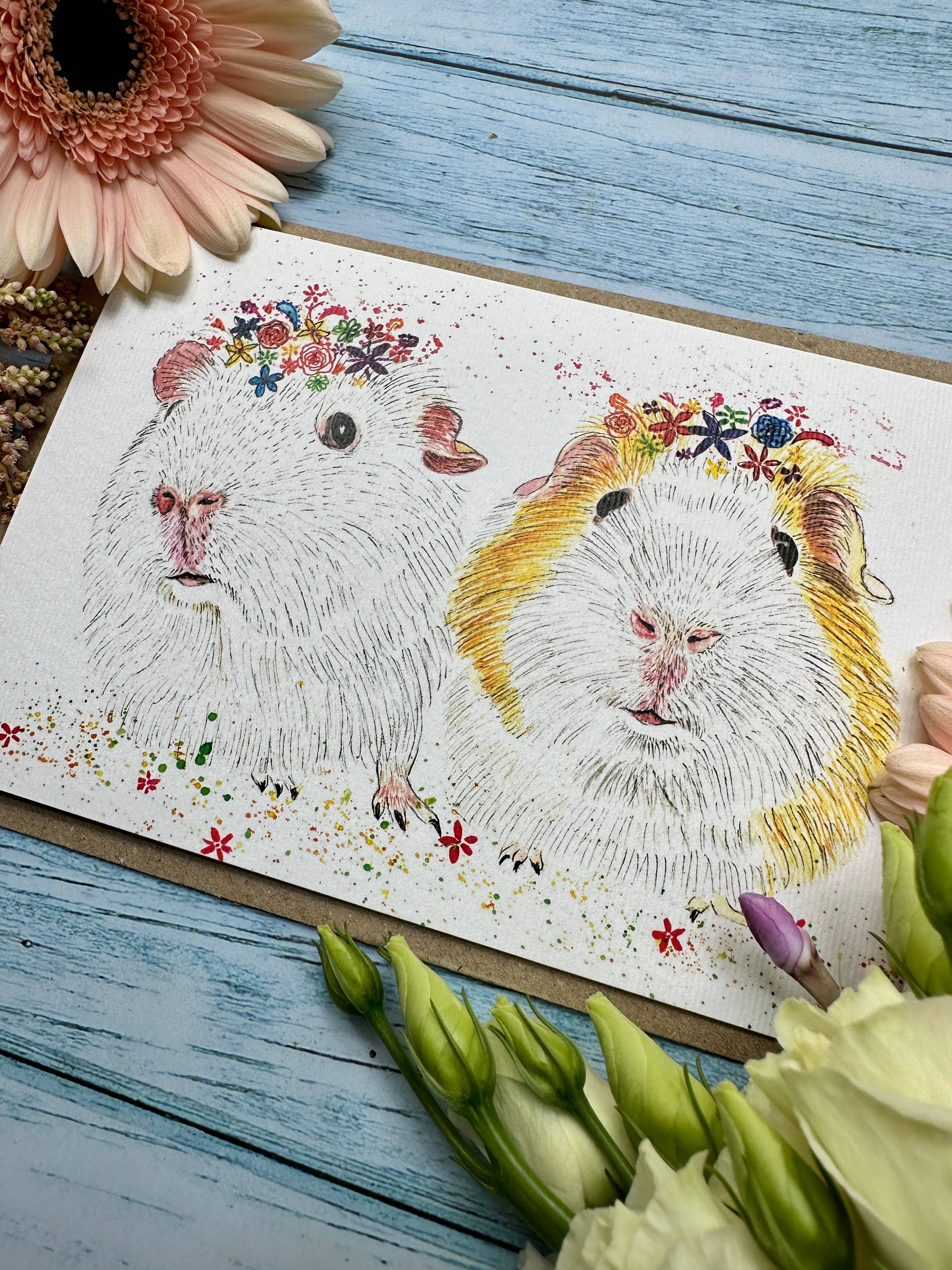 Jen Winnett Eco Artist - Wholesale Everyday Greeting Card - Guinea Pigs | Eco Friendly Card Greetings Childrens Cute3