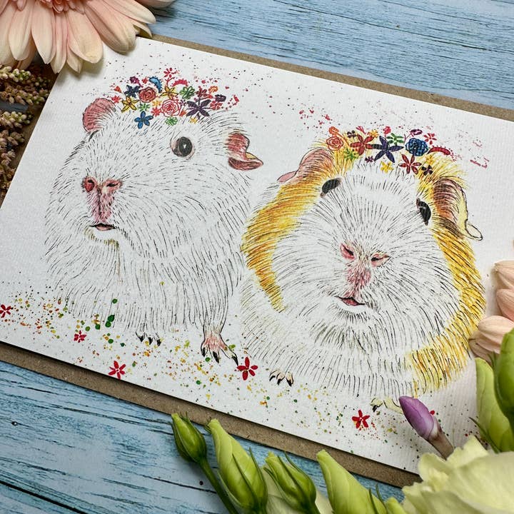 Jen Winnett Eco Artist - Wholesale Everyday Greeting Card - Guinea Pigs | Eco Friendly Card Greetings Childrens Cute3