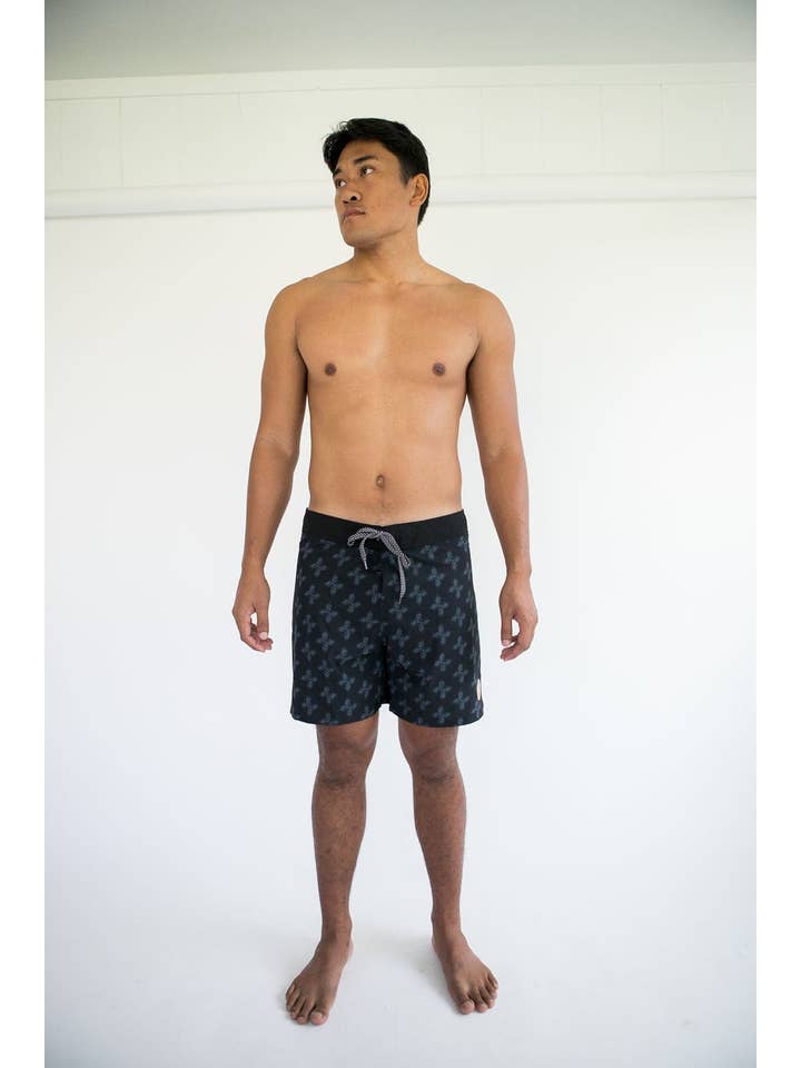 Men's Townshort Boardshorts in Black Breadfruit Bandana for wholesale on Faire1