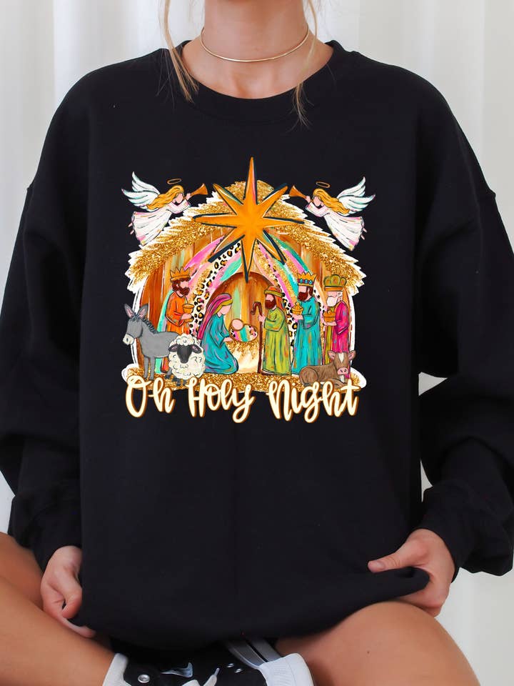 Midday USA - Vente Sweat-shirt à imprimés – femme - Sweat-shirt de Noël Oh Sainte Nuit