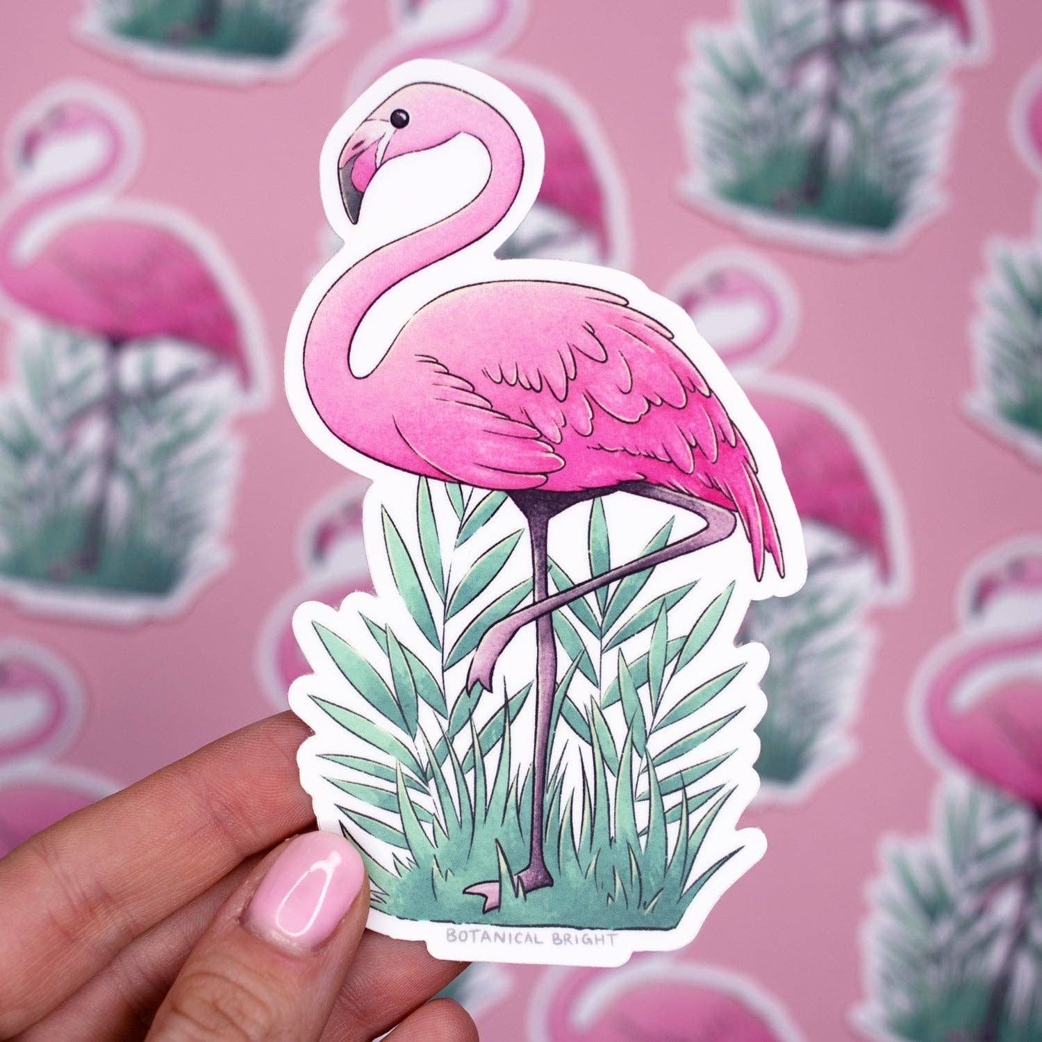 Botanical Bright - Wholesale Sticker - Flamingo Waterproof Vinyl Sticker1