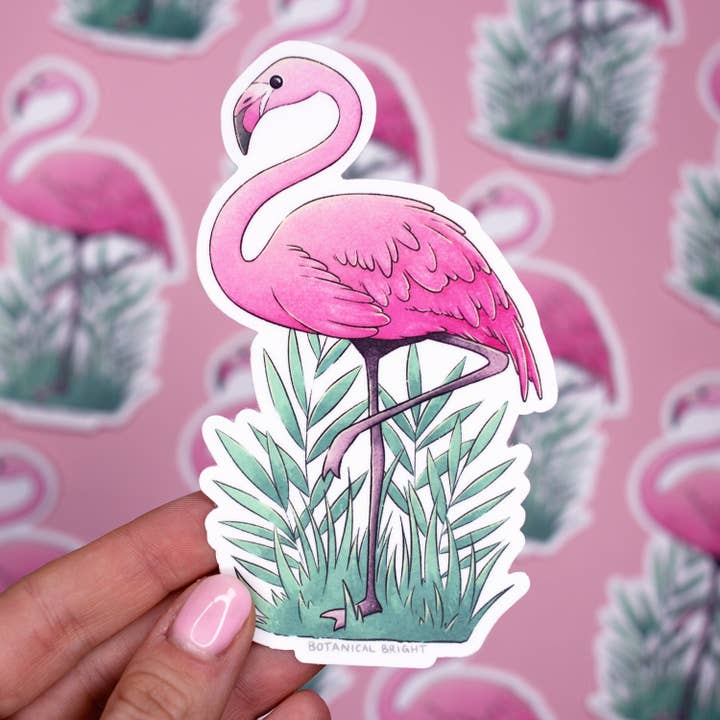 Botanical Bright - Wholesale Sticker - Flamingo Waterproof Vinyl Sticker1