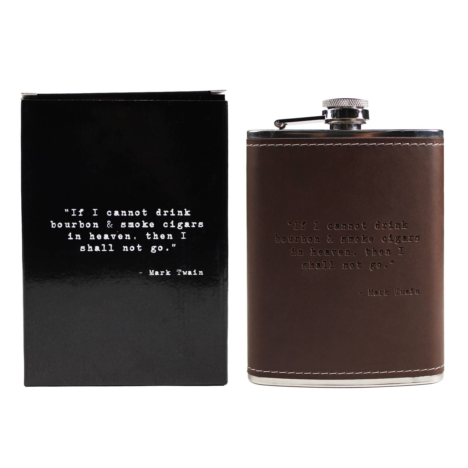 Layne Wilson - Wholesale Flask - Mark Twain Quote Leather Flask1