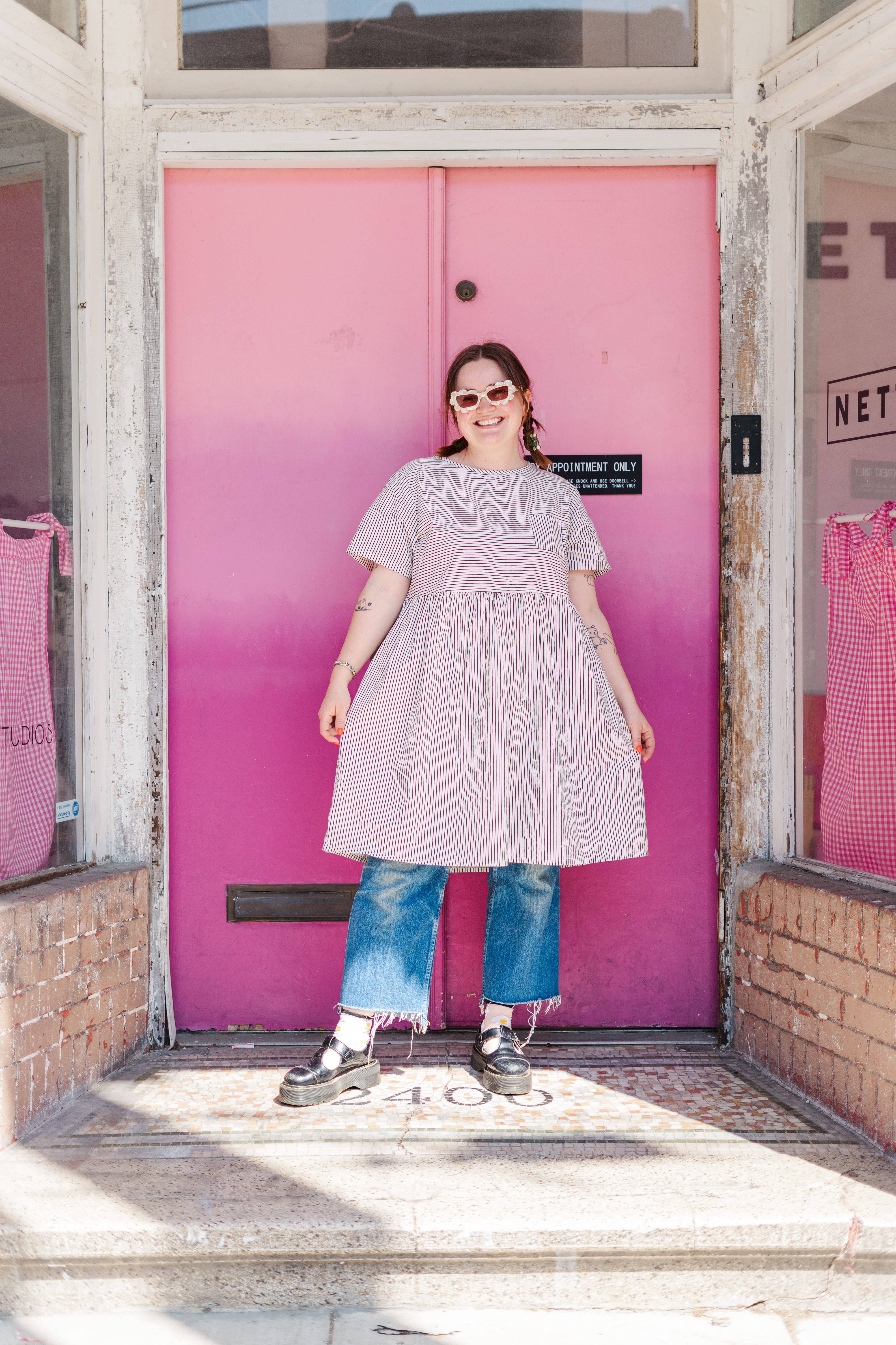 Nettle Studios - Wholesale Dress - Women's - Size Inclusive Plus Size Shirt Dress Pockets Striped Linen18