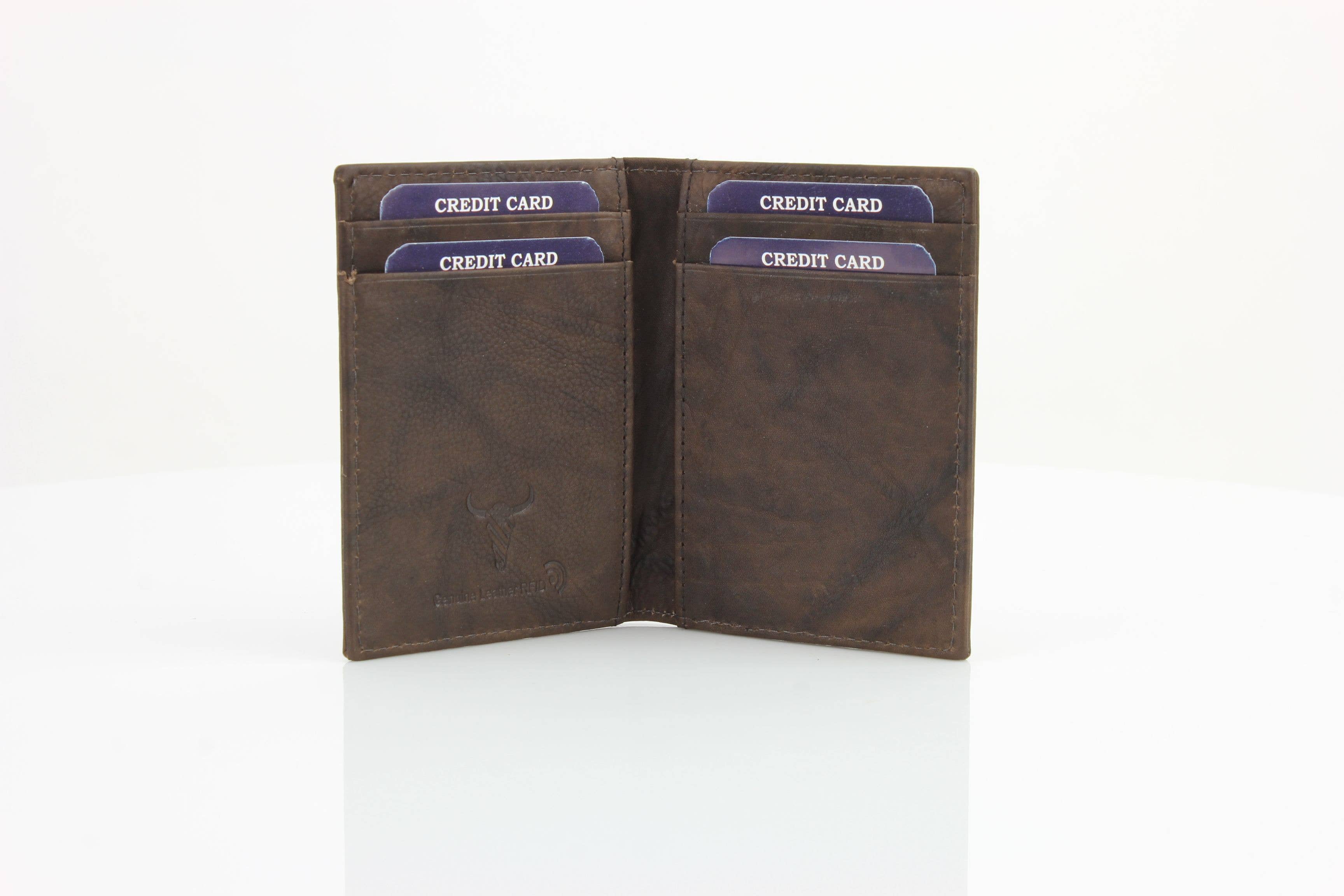 Leather Impressions Inc - Wholesale Money Clip - Unisex - American Bison Oil Pull Up Magnetic Money Clip Card Case 15710