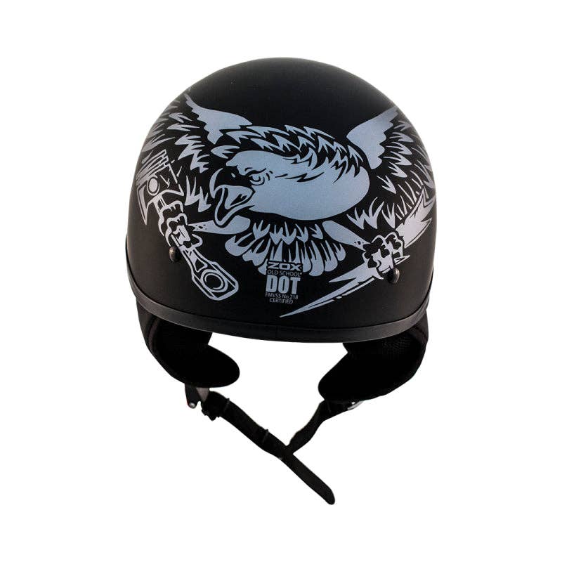 ZOX ST-225B ‘Alto Custom' Eagle Silver Motorcycle Open Face Helmet with Drop Down Visor for wholesale on Faire2