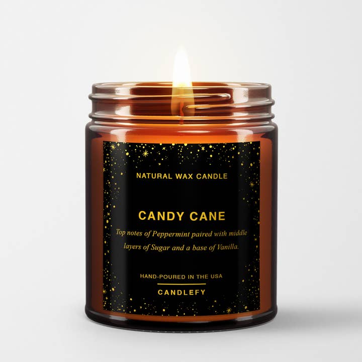 Candlefy - Wholesale Jar/Filled Candle - Christmas Candle: Candy Cane / Peppermint, Sugar, Vanilla