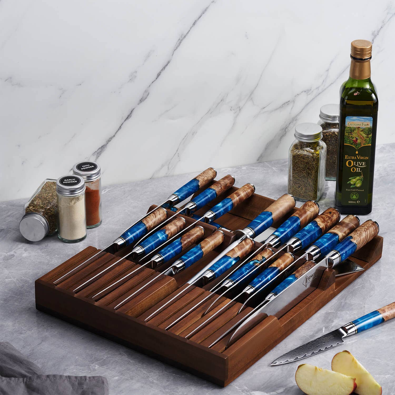 Senken Knives - Wholesale Knife Storage - In-Drawer Knife Storage Block, Acacia Hardwood Knife Storage8