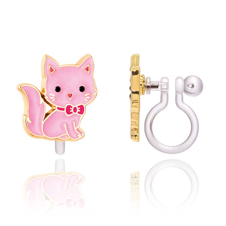 Girl Nation - Wholesale Earrings - Kids - CLIP ON Cutie Earrings | Pink Kitty
4
