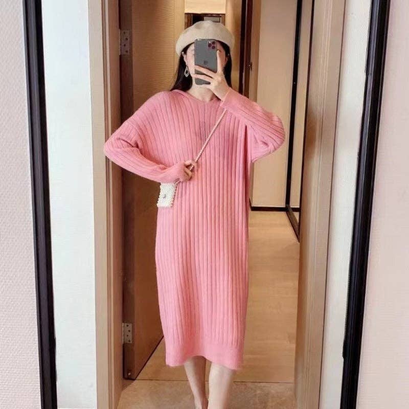 Marayn - Wholesale Dress - Women's - Korean Chic Oversized Hoodie Dress Knit Comfort1