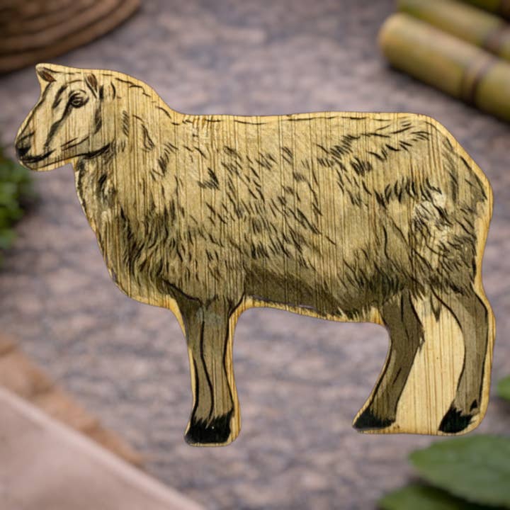 Sheep Eco-Friendly Bamboo Sticker for wholesale by Bamboo Wood Stickers