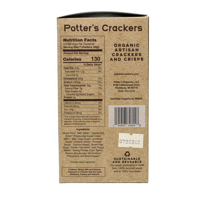 Potter’s Crackers - Wholesale Crackers - Potter's Crackers Organic Six Seed Crackers - 5 oz3
