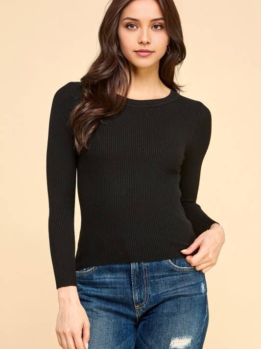 CRN01 CLASSIC ROUND NECK LONG SLEEVE KNIT SWEATER for wholesale by MIO WHOLESALE