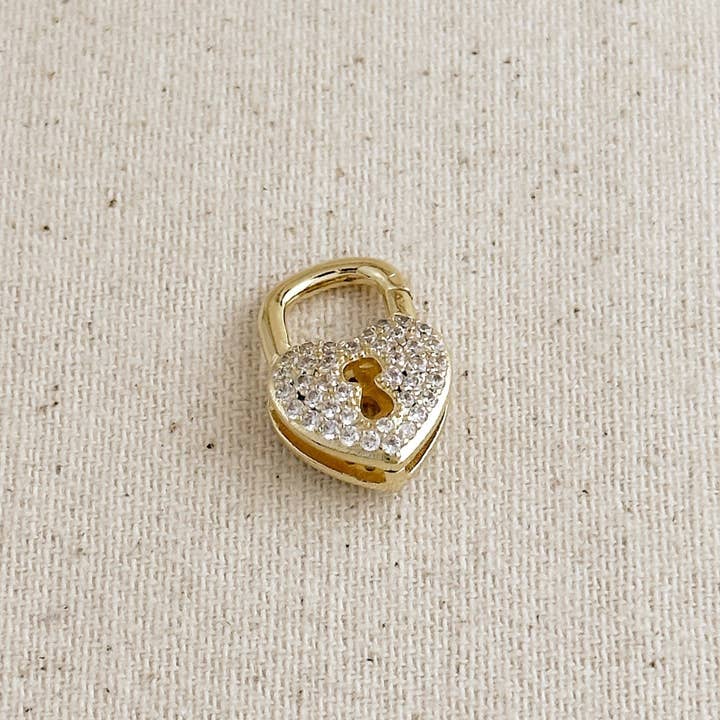 GoldFi - Wholesale Clasp - 18k Gold Filled 13mm CZ Heart Lock Carabiner Clasp