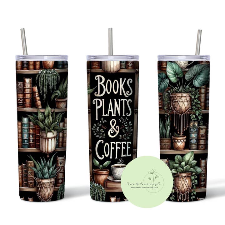 Boeken, Planten en Koffie RVS Beker - Schattig Cadeau voor Boekenliefhebber of Lezer, Planten Cadeau voor Vrouwen of Haar voor wholesale door Taste of Creativity CO.